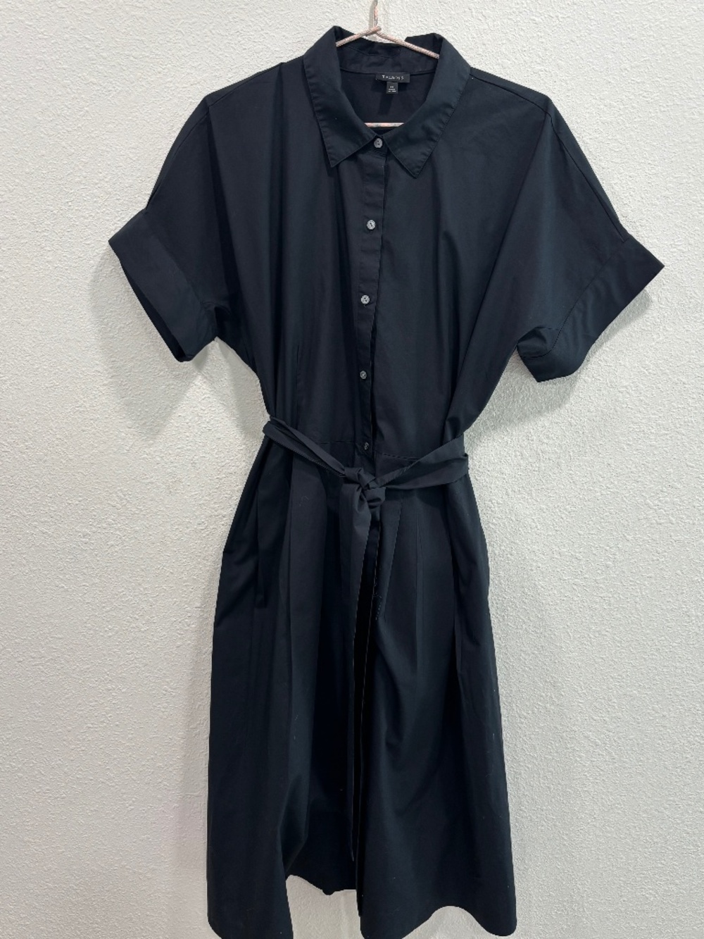 Talbots Black Cotton Poplin Shirt Dress Size 12